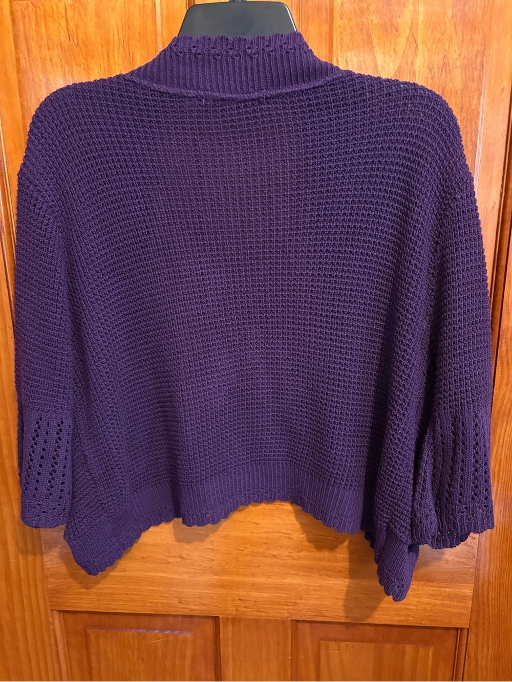 Deep Purple Open-Front Knit Shrug Sweater by NY Collection - Picture 2 of 4